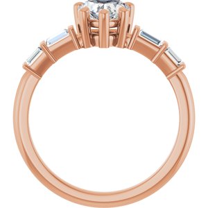 14K Rose Gold 6x6 mm Heart Ring Mounting – image 3