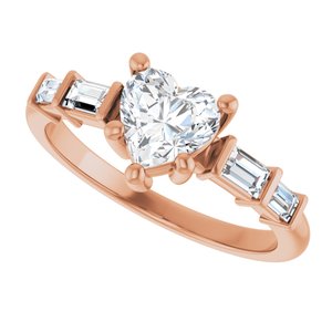 14K Rose Gold 6x6 mm Heart Ring Mounting – image 8