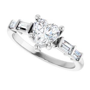 Platinum 6x6 mm Heart Ring Mounting – image 8