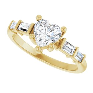14K Yellow Gold 6x6 mm Heart Ring Mounting – image 8