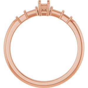 18K Rose Gold 4x2 mm Straight Baguette Ring Mounting – image 4