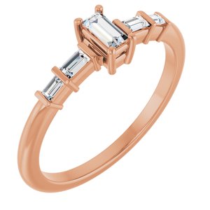 18K Rose Gold 4x2 mm Straight Baguette Ring Mounting