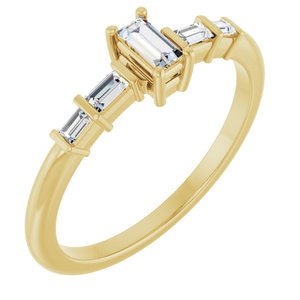 18K Yellow Gold 4x2 mm Straight Baguette Ring Mounting