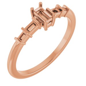 18K Rose Gold 4x2 mm Straight Baguette Ring Mounting – image 2