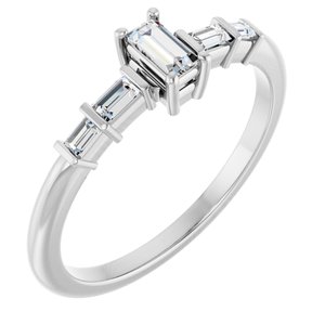 14K X1 White Gold 4x2 mm Straight Baguette Ring Mounting