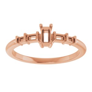 10K Rose Gold 4x2 mm Straight Baguette Ring Mounting – image 6