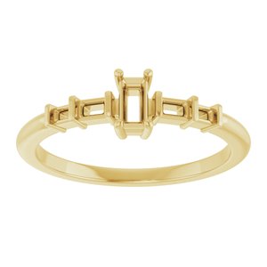 18K Yellow Gold 4x2 mm Straight Baguette Ring Mounting – image 6