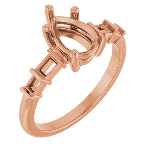 10K Rose Gold 9x6 mm Pear Ring Mounting – image 2