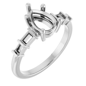 10K White Gold 9x6 mm Pear Ring Mounting – image 2