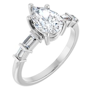 Platinum 9x6 mm Pear Ring Mounting