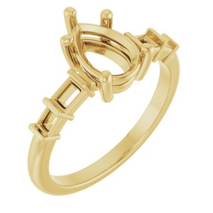 18K Yellow Gold 9x6 mm Pear Ring Mounting – image 2