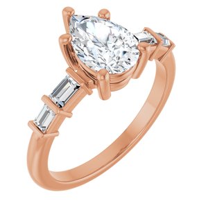10K Rose Gold 9x6 mm Pear Ring Mounting