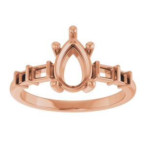 10K Rose Gold 9x6 mm Pear Ring Mounting – image 6