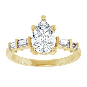 10K Yellow Gold 9x6 mm Pear Ring Mounting – image 5