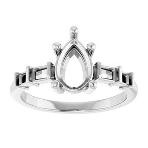 14K White Gold 9x6 mm Pear Ring Mounting – image 6