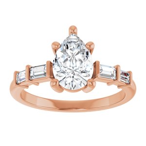 10K Rose Gold 9x6 mm Pear Ring Mounting – image 5