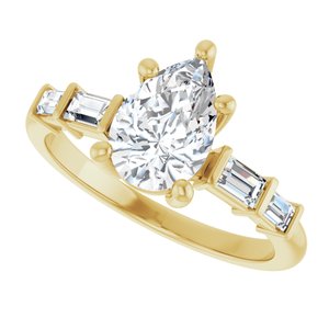 10K Yellow Gold 9x6 mm Pear Ring Mounting – image 8