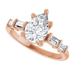 18K Rose Gold 9x6 mm Pear Ring Mounting – image 8