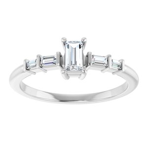 18K White Gold 4.5x2.5 mm Straight Baguette Ring Mounting – image 5