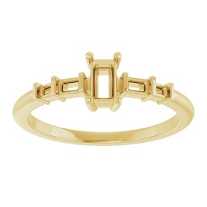 14K Yellow Gold 4.5x2.5 mm Straight Baguette Ring Mounting – image 6