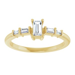 14K Yellow Gold 4.5x2.5 mm Straight Baguette Ring Mounting – image 5