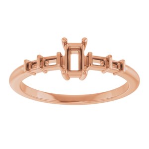 18K Rose Gold 4.5x2.5 mm Straight Baguette Ring Mounting – image 6