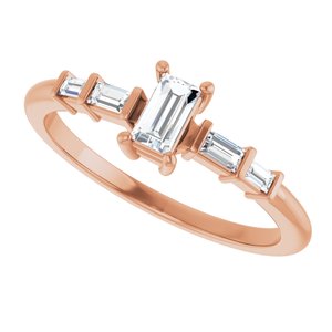 10K Rose Gold 4.5x2.5 mm Straight Baguette Ring Mounting – image 8