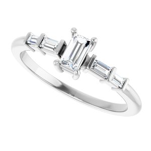 10K White Gold 4.5x2.5 mm Straight Baguette Ring Mounting – image 8