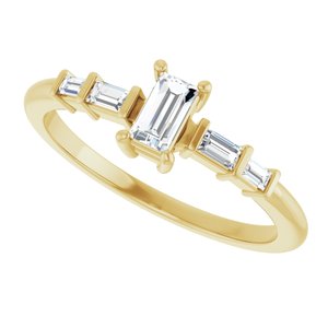 14K Yellow Gold 4.5x2.5 mm Straight Baguette Ring Mounting – image 8