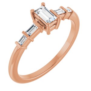 10K Rose Gold 4.5x2.5 mm Straight Baguette Ring Mounting
