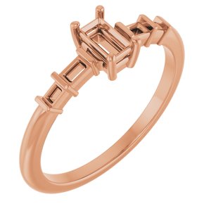 14K Rose Gold 4.5x2.5 mm Straight Baguette Ring Mounting – image 2