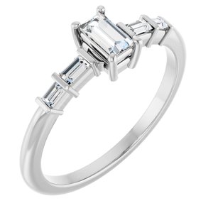 Continuum Sterling Silver 4.5x2.5 mm Straight Baguette Ring Mounting