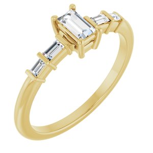18K Yellow Gold 4.5x2.5 mm Straight Baguette Ring Mounting