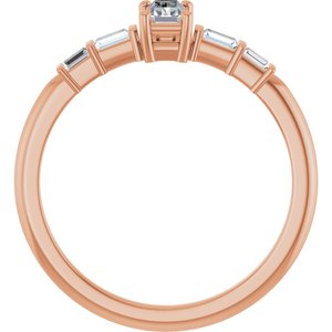 18K Rose Gold 4.5x2.5 mm Straight Baguette Ring Mounting – image 3