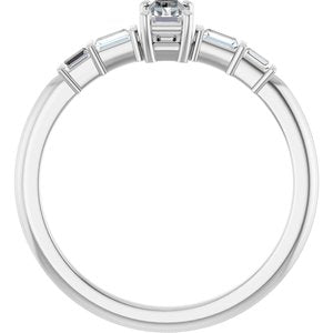 18K White Gold 4.5x2.5 mm Straight Baguette Ring Mounting – image 3