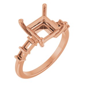 10K Rose Gold 8x8 mm Square Ring Mounting – image 2