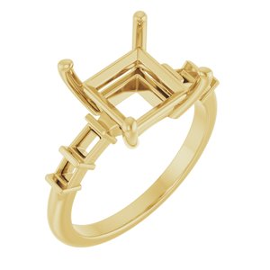 18K Yellow Gold 8x8 mm Square Ring Mounting – image 2