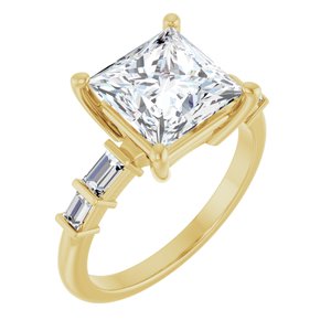 14K Yellow Gold 8x8 mm Square Ring Mounting