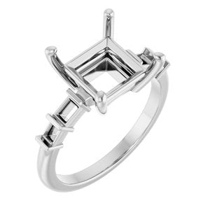 10K White Gold 8x8 mm Square Ring Mounting – image 2