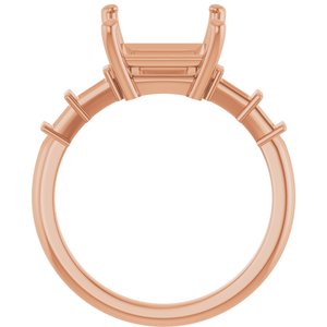 14K Rose Gold 8x8 mm Square Ring Mounting – image 4