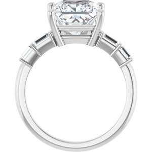 18K White Gold 8x8 mm Square Ring Mounting – image 3