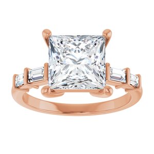 10K Rose Gold 8x8 mm Square Ring Mounting – image 5