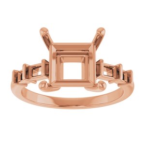 18K Rose Gold 8x8 mm Square Ring Mounting – image 6