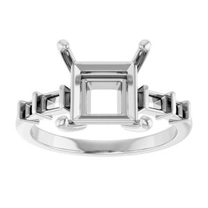18K White Gold 8x8 mm Square Ring Mounting – image 6