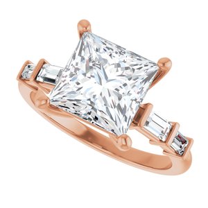 14K Rose Gold 8x8 mm Square Ring Mounting – image 8