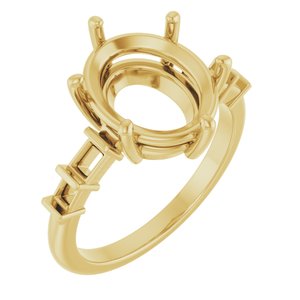 10K Yellow Gold 12x10 mm Oval Ring Mounting – image 2