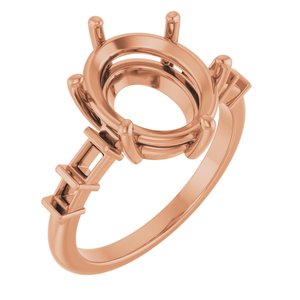 14K Rose Gold 12x10 mm Oval Ring Mounting – image 2