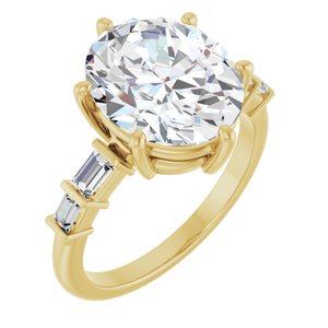 14K Yellow Gold 12x10 mm Oval Ring Mounting