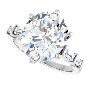 14K White Gold 12x10 mm Oval Ring Mounting – image 8