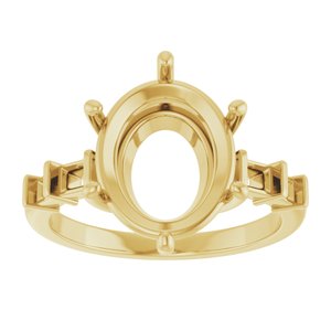 18K Yellow Gold 12x10 mm Oval Ring Mounting – image 6